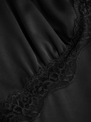 Satin V-neck Lace Trim Tank Blouse
