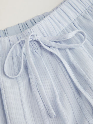 Cotton Long Sleeve Peter Pan Collar Top & Mid Rise Bubble Shorts Loungewear Set