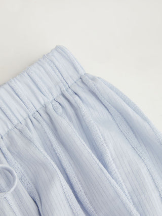 Cotton Long Sleeve Peter Pan Collar Top & Mid Rise Bubble Shorts Loungewear Set
