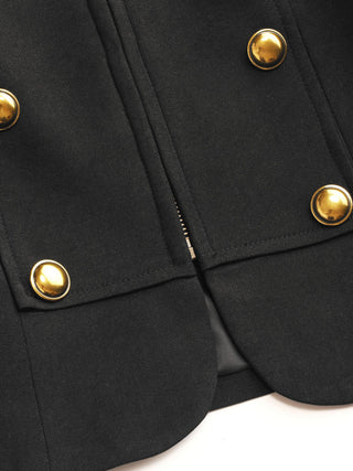 Stand Collar Metal Detail Zip Through Military Style Jacket