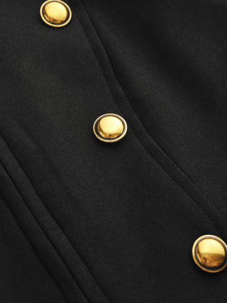 Stand Collar Metal Detail Zip Through Military Style Jacket