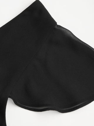 Chiffon Scoop Neck Ruffle Sleeve Pleated A-line Mini Dress