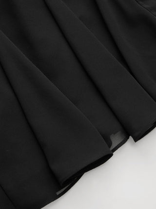 Chiffon Scoop Neck Ruffle Sleeve Pleated A-line Mini Dress