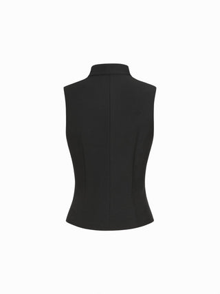 Stand Collar Metal Detail Zip Through Jacket Vest