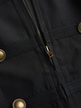 Stand Collar Metal Detail Zip Through Jacket Vest
