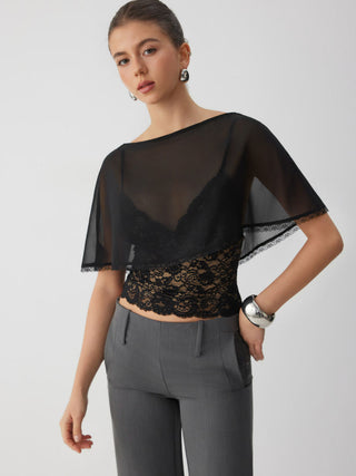 Chiffon Lace Poncho Two-Piece Top