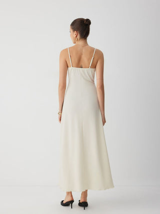 V-Neck Asymmetric Lace Maxi Dress