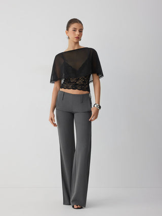 Chiffon Lace Poncho Two-Piece Top