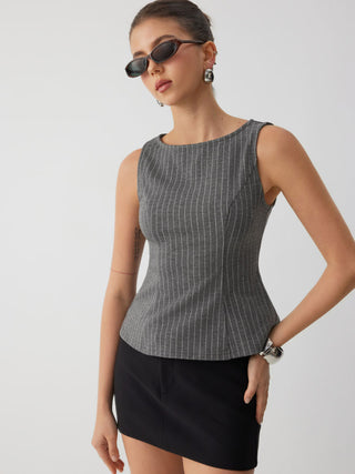 Stripe Boat Neck Tank Top