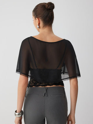 Chiffon Lace Poncho Two-Piece Top