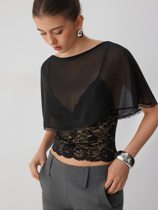 Chiffon Lace Poncho Two-Piece Top