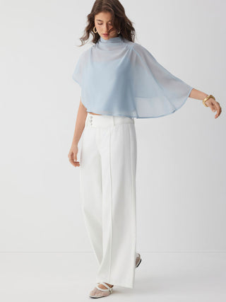 Chiffon Stand Collar Asymmetrical Blouse