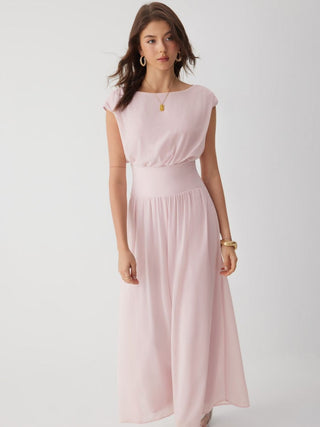 Chiffon Mid Rise Draped Wide Leg Jumpsuit