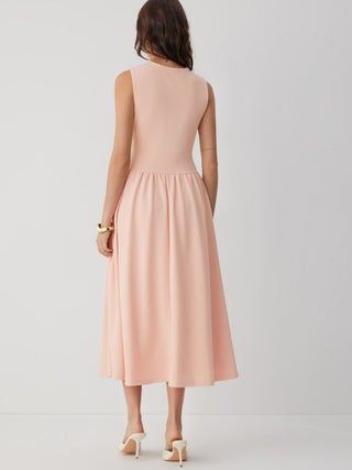 Round Neckline Ruched Maxi Dress