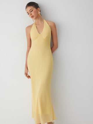 Chiffon Sweetheart Floral Backless Tie Back Mermaid Maxi Dress