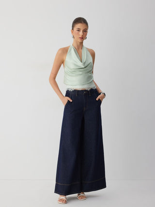 Satin Lace Halter Top