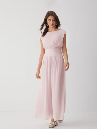 Chiffon Mid Rise Draped Wide Leg Jumpsuit