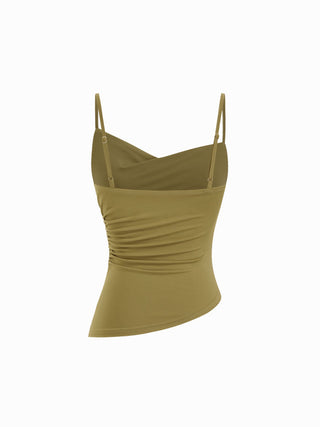 Asymmetrical Neck Ruched Cami Top