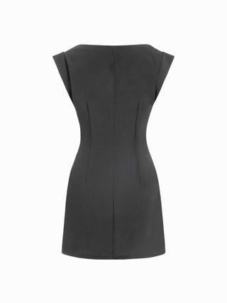 Boat Neck Ruched A-line Mini Dress