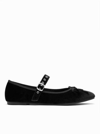 BOWKNOT VELVET MARY JANE FLATS