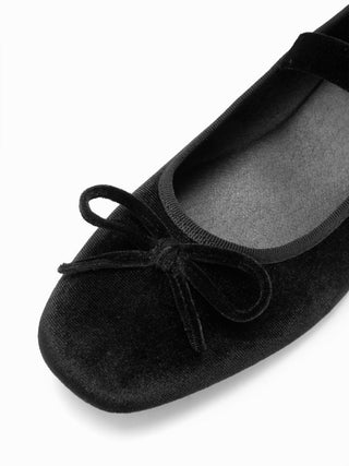 BOWKNOT VELVET MARY JANE FLATS