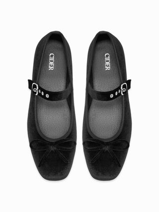 BOWKNOT VELVET MARY JANE FLATS