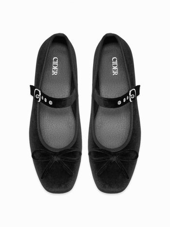 BOWKNOT VELVET MARY JANE FLATS