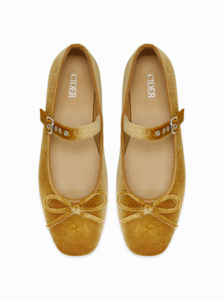BOWKNOT VELVET MARY JANE FLATS