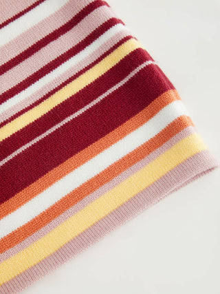 Knit Halter Neck Striped Tank Top & Low Rise Mini Skirt Set