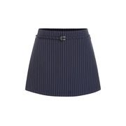 Low Rise Striped Belted A-line Mini Skort