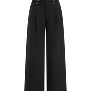 Low Rise Pleated Metal Detail Straight Leg Trousers