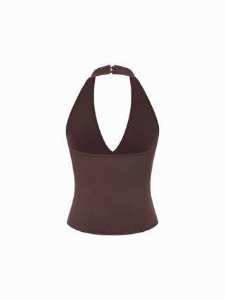 High Stretch Halter Neckline Backless Slim Tank Top