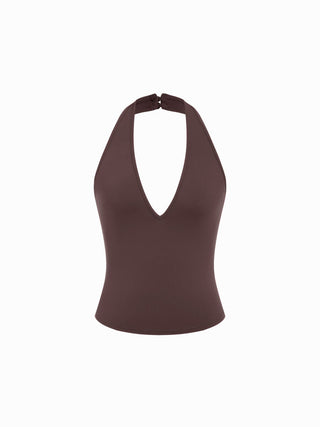 High Stretch Halter Neckline Backless Slim Tank Top