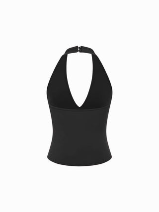 High Stretch Halter Neckline Backless Slim Tank Top