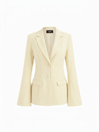 Notched Collar Bell Sleeve Button Blazer