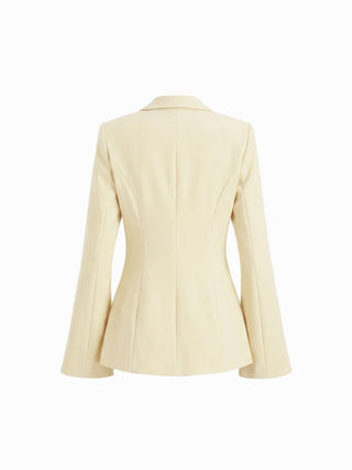 Notched Collar Bell Sleeve Button Blazer