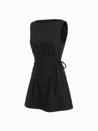 Stripe Boat Neck Asymmetrical Ruched A-line Mini Shift Dress