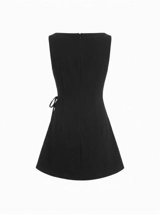 Stripe Boat Neck Asymmetrical Ruched A-line Mini Shift Dress