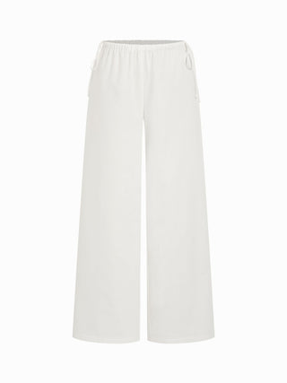 Low Rise Drawstring Long Straight Leg Trousers
