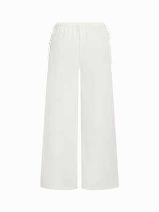 Low Rise Drawstring Long Straight Leg Trousers