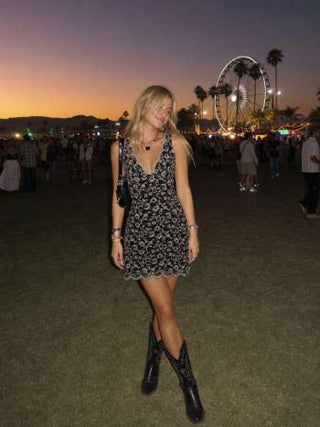 Flocking Lace V-neck A-line Mini Dress