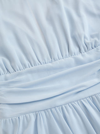 Chiffon Boat Neck Cloak Sleeve Hanky Hem Smocked Oversized Romper