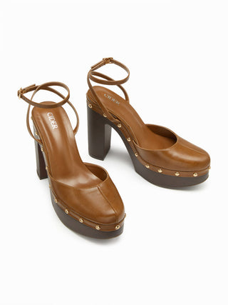 STUDDED PLATFORM ANKLE STRAP HEELS