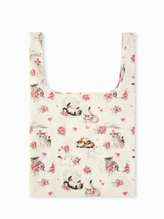 CAT & FLORAL GRAPHIC CARRYING BAG