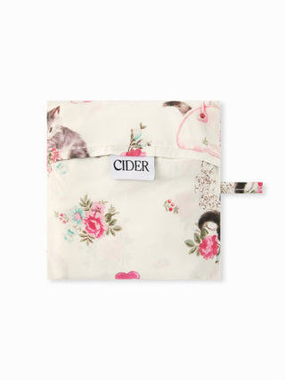 CAT & FLORAL GRAPHIC CARRYING BAG