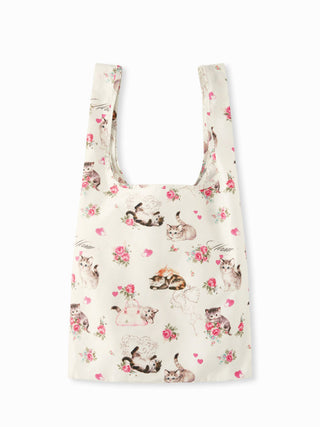 CAT & FLORAL GRAPHIC CARRYING BAG