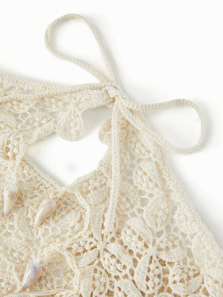 FLORAL & SHELL KNITTED HEADSCARF