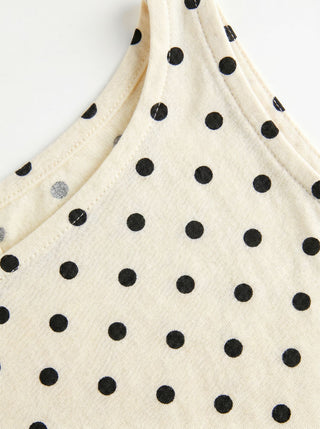 Boat Neck Polka Dot Top & Ruffle Hem Mid Rise Skirt Set