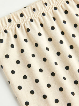 Boat Neck Polka Dot Top & Ruffle Hem Mid Rise Skirt Set
