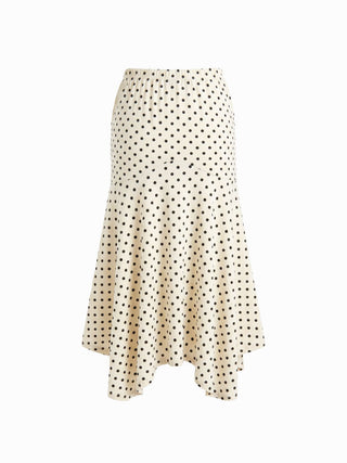 Boat Neck Polka Dot Top & Ruffle Hem Mid Rise Skirt Set